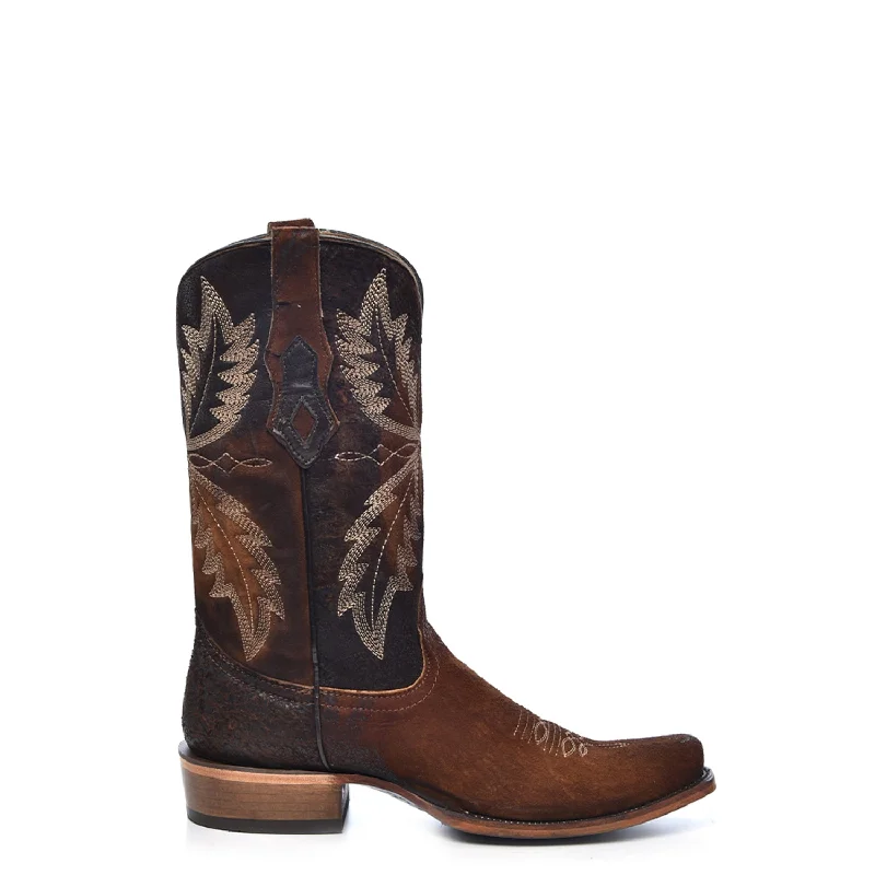 Corral Mens Narrow Square Toe Chocolate Cowhide/Lamb Leather 13in Cowboy Boots