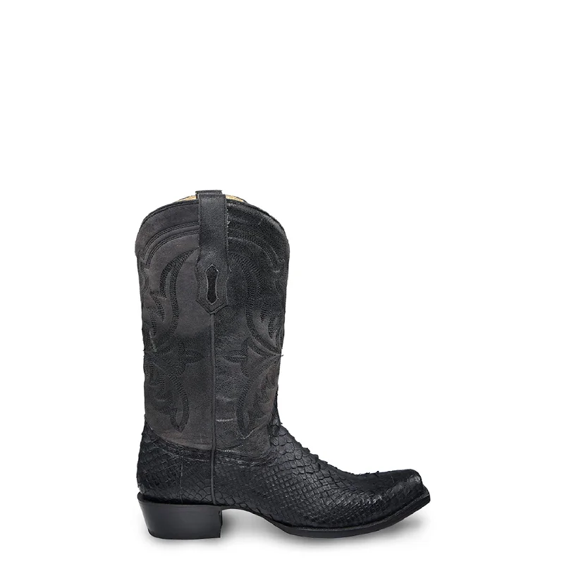 Corral Mens Embroidery Narrow Square Toe Black Python 12in Cowboy Boots