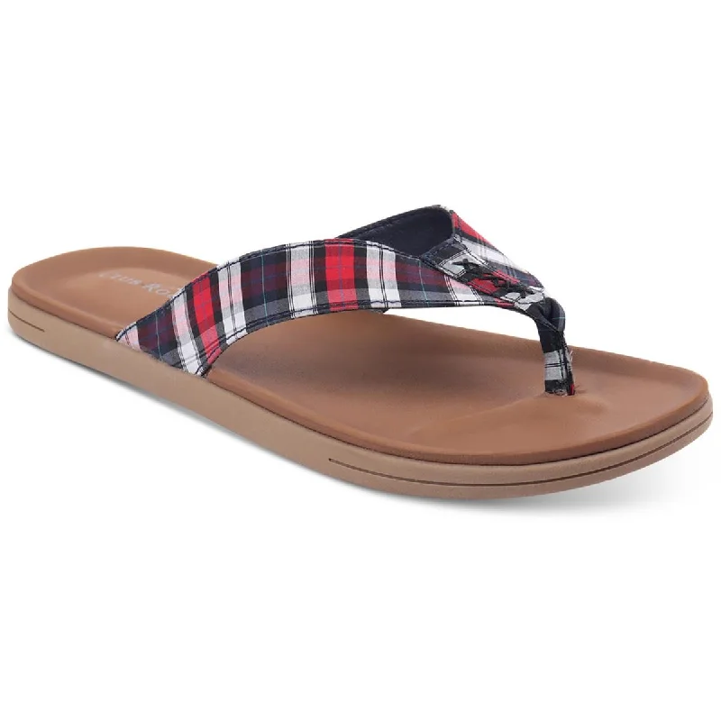 Club Room Mens Riley Canvas Plaid Flip-Flops