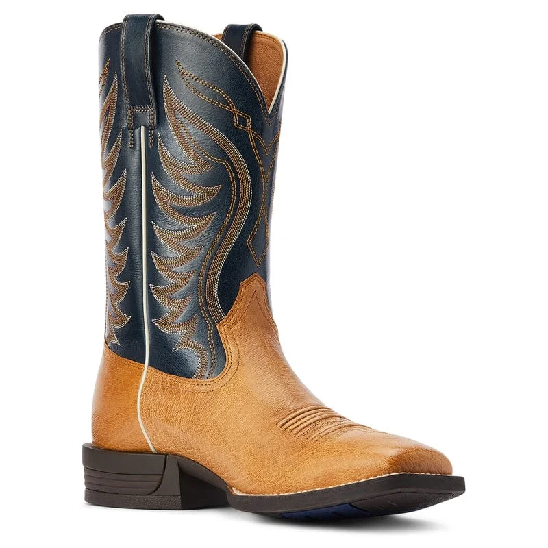 Ariat Men's Reckoning Antique Saddle SQ Ostrich Square Toe Exotic Western Boots 10042472