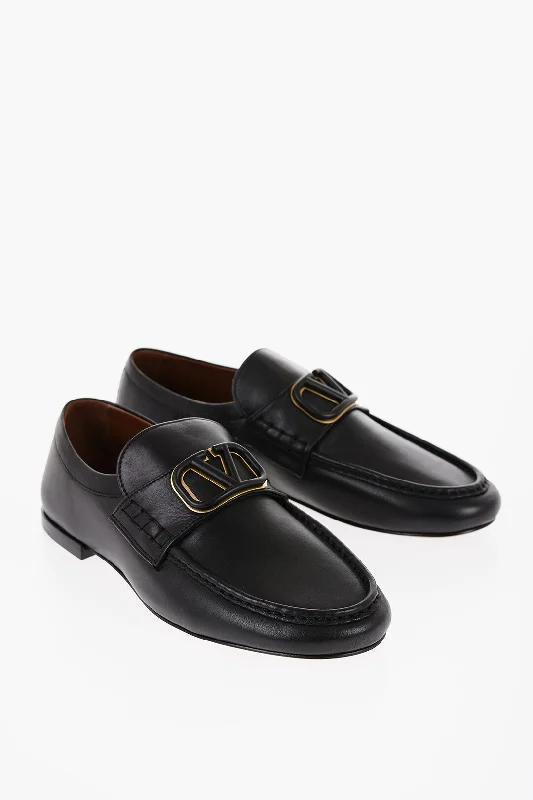 Valentino Garavani Leather Loafers With Embossed Monogram