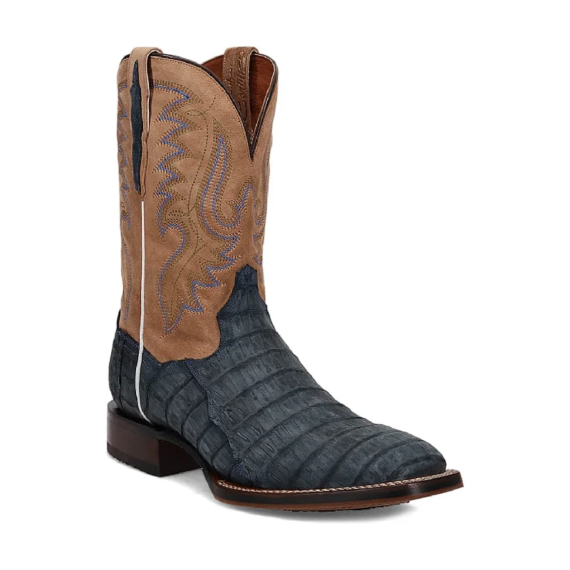 Dan Post Mens Leon Denim/Tan Caiman Cowboy Boots