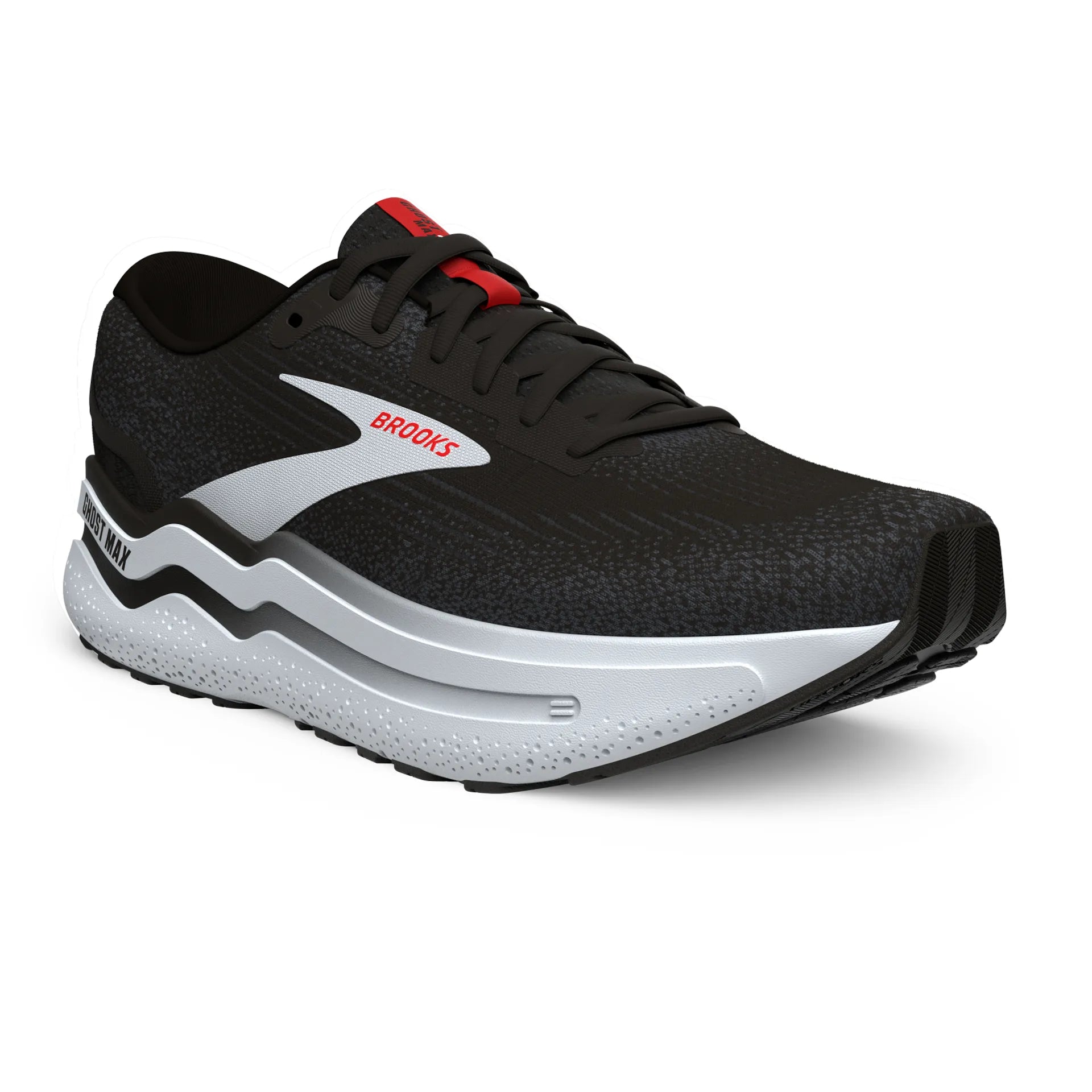 Men's Brooks Ghost Max 2 (Black/White/Fiery Red)