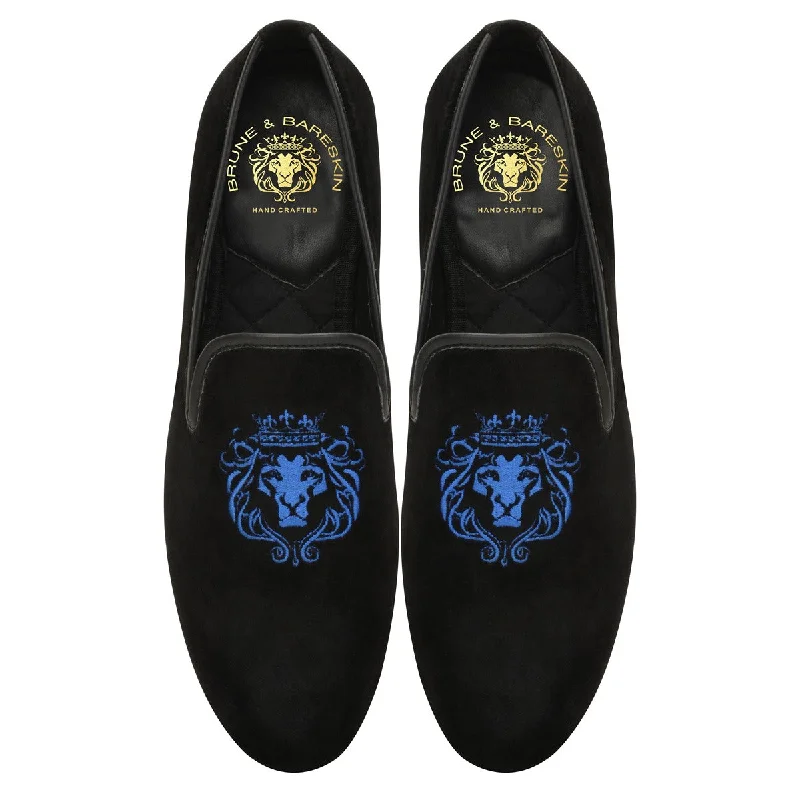 Black Italian Velvet Slip-On Shoe