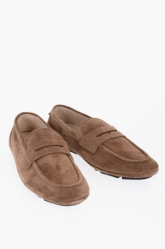 Dolce & Gabbana Solid Color Suede Driver Penny Loafers