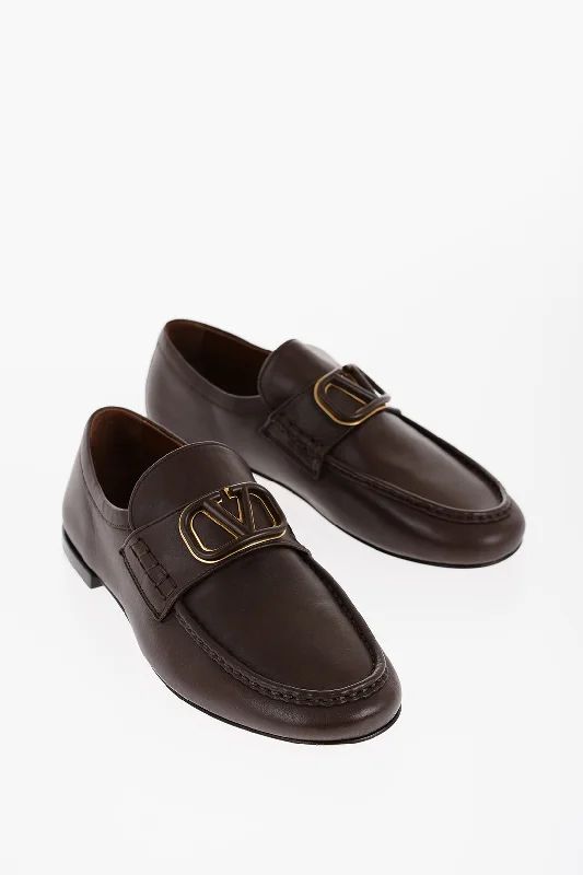 Valentino Garavani Leather Loafers With Embossed Monogram