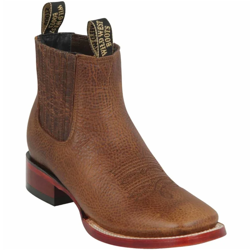 Walnut Square Toe Ankle Boots