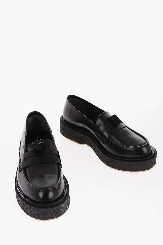 Adieu Etudes Leather Type143 Penny Loafer With Platfrom Crepe Sole